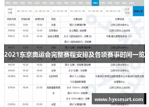 2021东京奥运会完整赛程安排及各项赛事时间一览